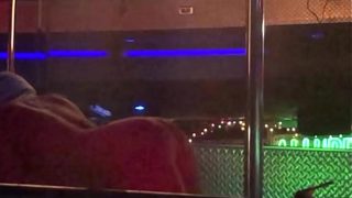 18 year old sister stripper Lil’ Britches stripping and opening her legs wide at the strip club showing everything.