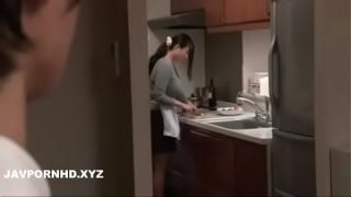 Japanese busty mom sex with son friend